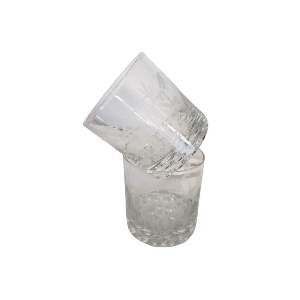 Vintage DeKuyper Cactus Juice glass etched Cactus glasses‎ Set of 2 Highball Bar
